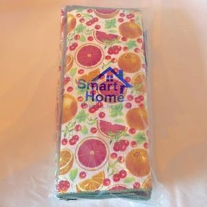Smart home 7 pc gift set hand‎ towels and drying mat fruit design
